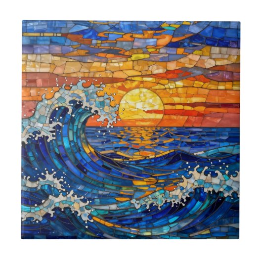 Carreau Oceanic Coastal Ocean Waves Sunset   (Devant)