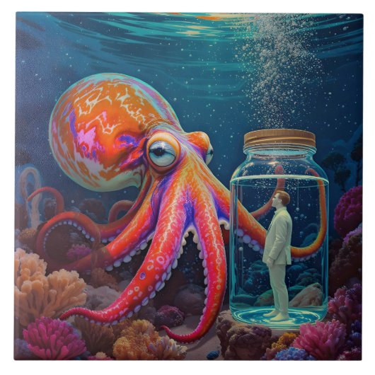 Carreau "Ocean's Silent Captive" - Portrait de pieuvre (Devant)