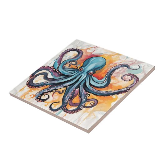 Carreau Octopus Abstrait coloré (Côté)