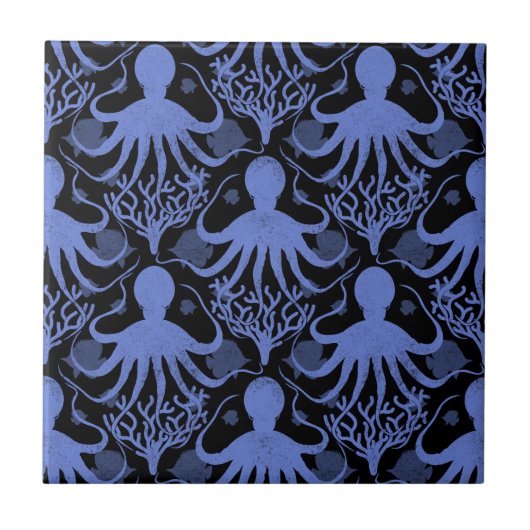 Carreau Octopus (arrière - plan sombre) Motif répété (Devant)