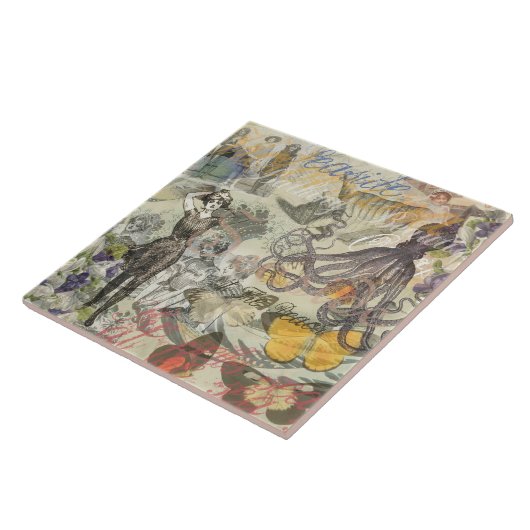 Carreau Octopus Beach Antique Côte Steampunk (Côté)