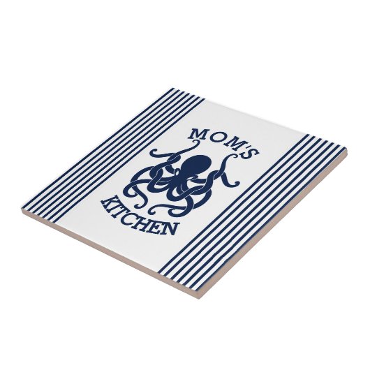 Carreau Octopus bleu & Bleu & Blancs (Côté)