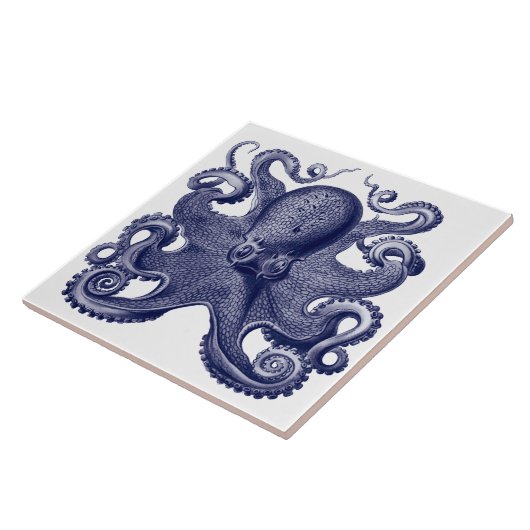 Carreau Octopus bleu et blanc (Côté)