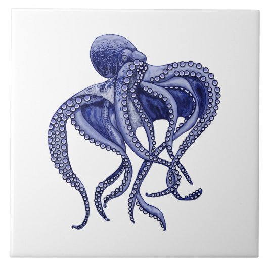 Carreau Octopus bleu et blanc (Devant)
