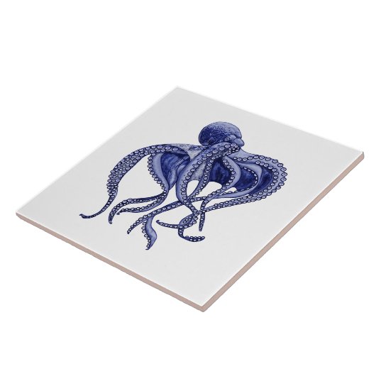 Carreau Octopus bleu et blanc (Côté)