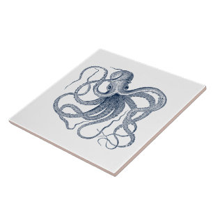 Carreau Octopus bleu Vintage