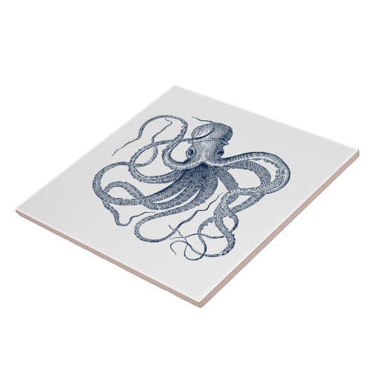 Carreau Octopus bleu Vintage (Côté)