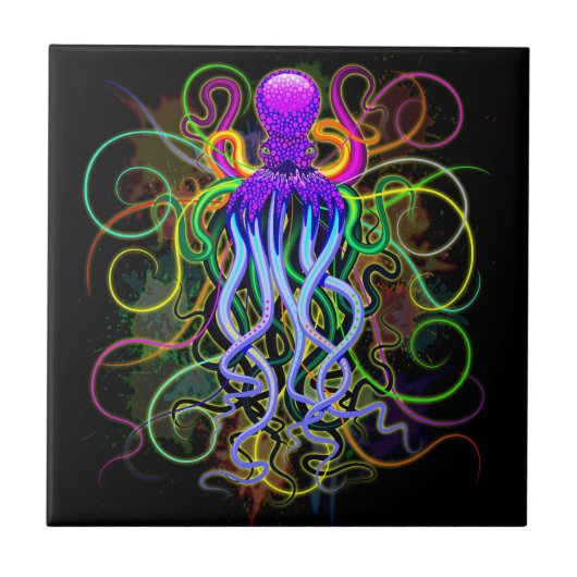 Carreau Octopus Luminescence psychédélique (Devant)