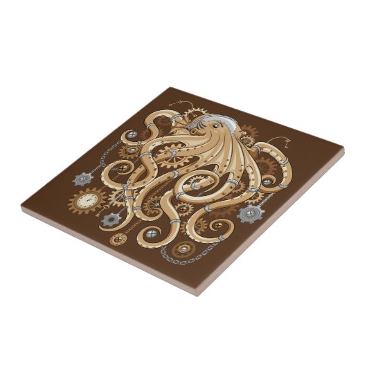 Carreau Octopus Steampunk Surreal Retro Style Machine (Côté)