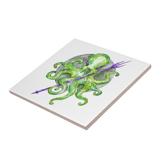 Carreau Octopus vert avec Trident pourpre (Côté)