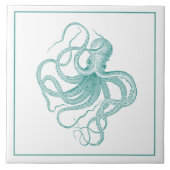 Carreau Octopus Vintage bleu turquoise (Devant)