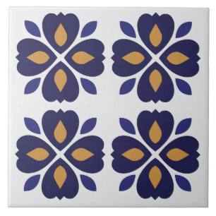 Carreau Oeil attraper floral Azulejos bleu marine portugai