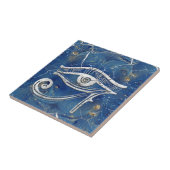 Carreau Oeil égyptien argenté de Horus sur le marbre bleu (Côté)