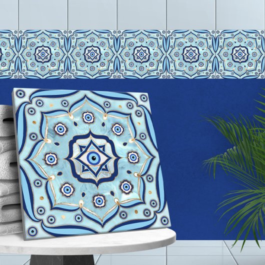 Carreau Oeil mal Amulet Mandala Ornement