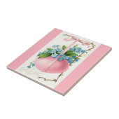 Carreau Oeuf de Pâques rose et fleurs (Côté)