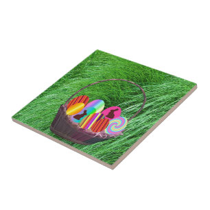 Carreau Oeufs de Pâques dans un panier