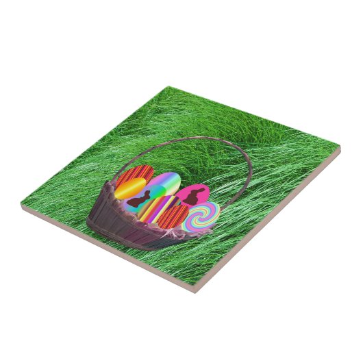 Carreau Oeufs de Pâques dans un panier (Côté)