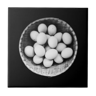 Carreau Oeufs en panier Photographie d'art noir et blanc