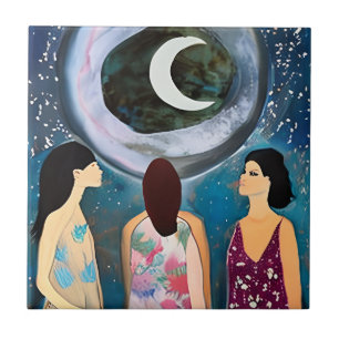 Carreau Oeuvre céleste   Les femmes regardent la lune