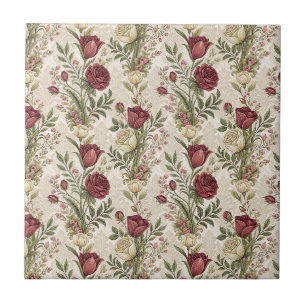 Carreau Œuvre d'art à motif floral de jardin de roses dama