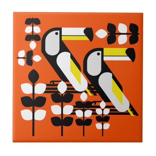 Carreau Œuvre d'art colorée de toucan tropical (Devant)