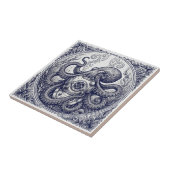 Carreau Œuvre d'art de gravure de casque de plongée de pie (Côté)