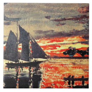 Carreau Œuvre d'art de Winslow Homer, Feux du coucher de s