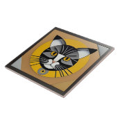 Carreau Œuvre d'art géométrique de chat (Côté)