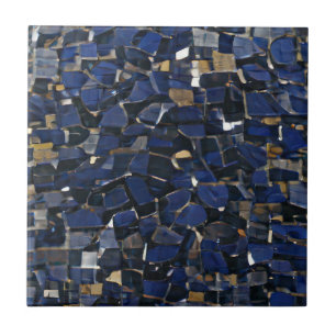 Carreau Œuvre d'art numérique en mosaïque de coin bleu mar