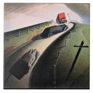 Carreau OEuvre de Grant Wood, Death on the Ridge Road