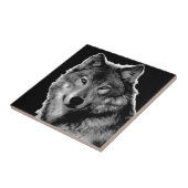 Carreau Oeuvre de Loup noir et blanc (Côté)