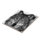 Carreau Oeuvre de Loup noir et blanc (Côté)