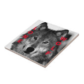 Carreau OEuvre d'oeil de loup noir et blanc (Côté)