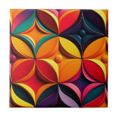 Carreau Oeuvre florale aux couleurs géométriques (Devant)