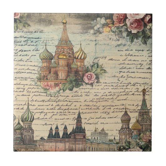 Carreau Oeuvre vintage Florale Moscou - Script manuscrit (Devant)