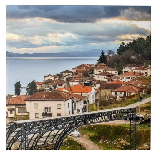 Carreau Ohrid, N. Macédoine, photo cityscape, (Devant)