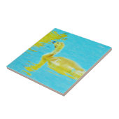 Carreau Oie-bébé jaune avec eau bleu clair (Côté)