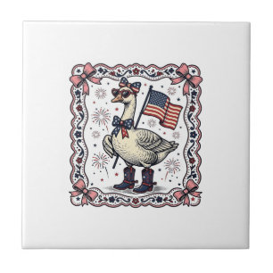 Carreau Oie patriotique gravure vintage