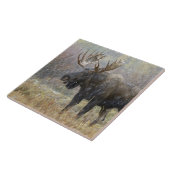 Carreau Oie taureau en orage de neige avec peupliers faux- (Côté)