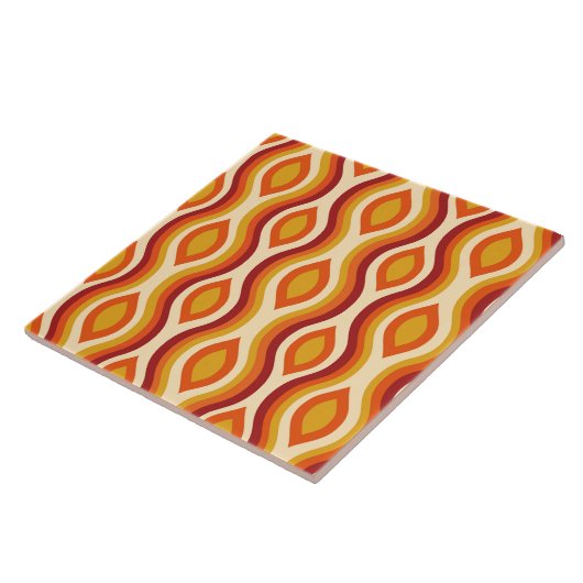 Carreau Oignon en verre d'heure rétro en orange, jaune et (Côté)