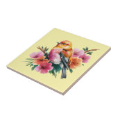Carreau Oiseau à fleur rose (Côté)