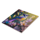 Carreau Oiseau à poitrine jaune violet (Côté)