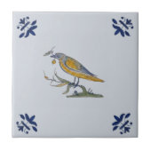Carreau Oiseau avec Berry Delft Repro Peint à la main c. 1 (Devant)