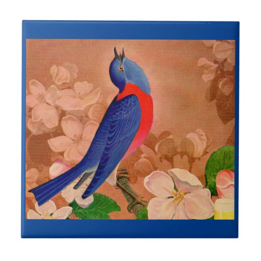 Carreau oiseau bleu du bonheur (Devant)
