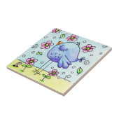 Carreau Oiseau Bleu Fantaisiste Et Fleurs (Côté)
