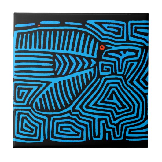Carreau Oiseau Bleu Indien Kuna (Devant)
