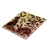 Carreau Oiseau Brown de rouille Floral Automne Feuilles Ba (Côté)