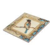 Carreau Oiseau Brown et bleu sur une branche (Côté)