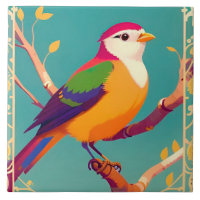 Oiseau chanteur coloré perché sur une branche en f