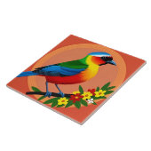 Carreau Oiseau Coloré Parmi des Fleurs Vibrantes (Côté)
